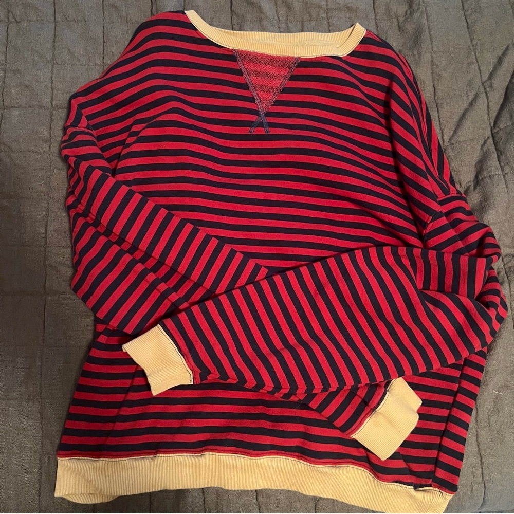 Free People Classic Oversized Striped Sweatshirt